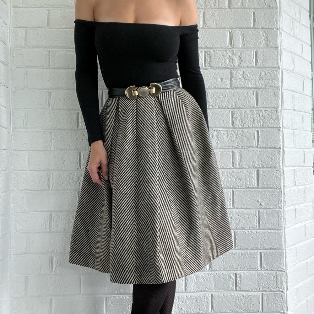 Vintage Wool Blend Pleated Skirt